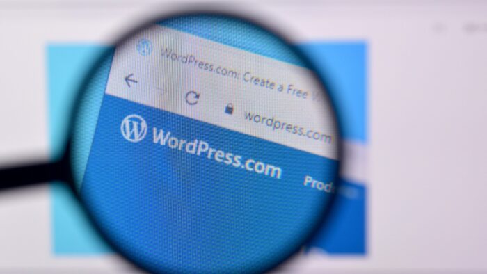 WordPress.com stranica prikazana kroz lupu na ekranu računara