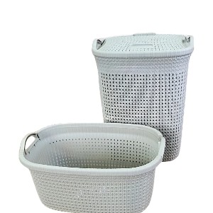 Kupatilski set Knit BIG 100l (Velika korpa za prljav i čist veš) KREM