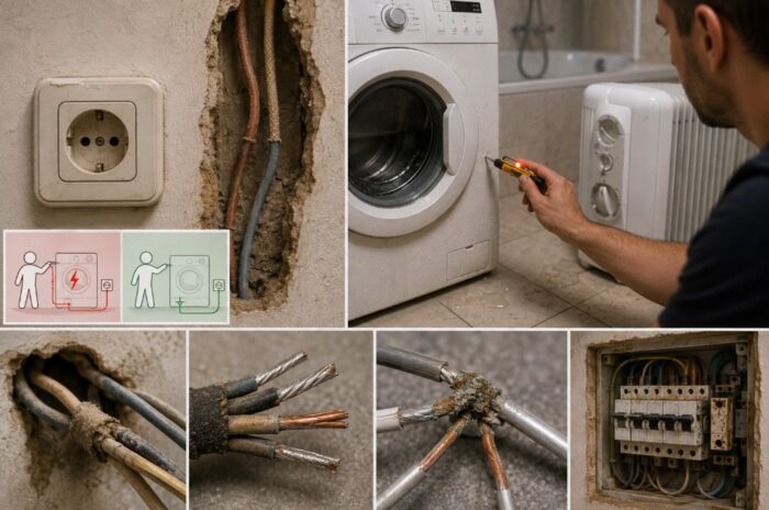 Stara elektroinstalacija bez odgovarajućeg uzemljenja sa dotrajalim provodnicima i korodiranim spojevima